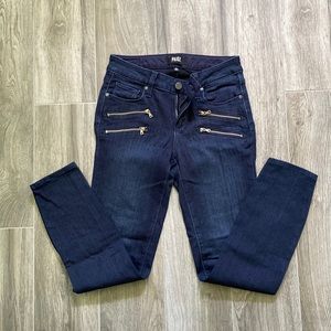 Paige Edgement dark denim jeans zipper accents mid rise